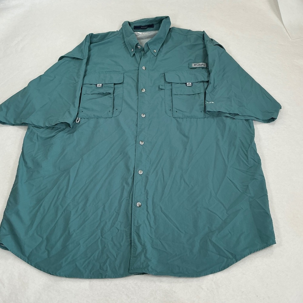 Columbia PFG Bahama II Fishing Shirt Mens 2XT Tall Teal Green FT7047 UPF 30